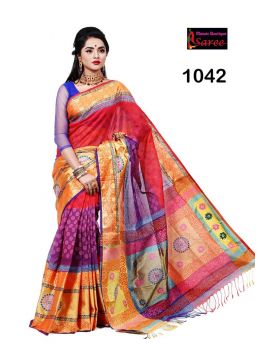 Pure cotton with hand block Saree for Women