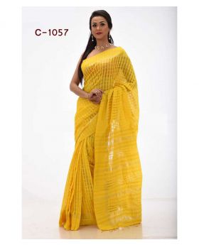 Tangail Silk Saree for Women-Yellow