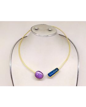 MATTE GOLD HASHULI WITH REAL BLUE & PURPLE STONE WORK