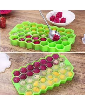 Silicone 37 Cubes Honeycomb Shape Ice Cube Maker Tray Mold Storage Container