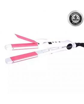 KM-6878 Hair Straightener - White and Pink