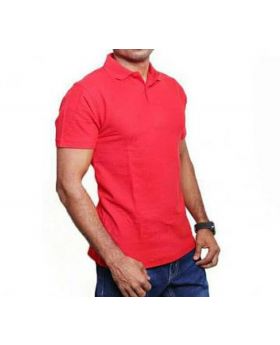 Mens Red Cotton Polo Shirt