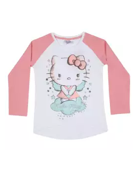 Pink and White Long Sleeve Cotton T-shirt For Boys