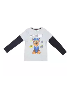 Light Gray and Black Cotton Long Sleeve T-shirt For Boys