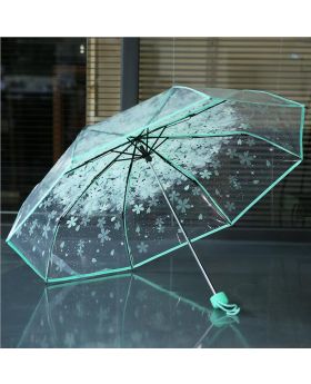 New Transparent Clear Umbrella Handle Windproof 3 Fold PVC Umbrella