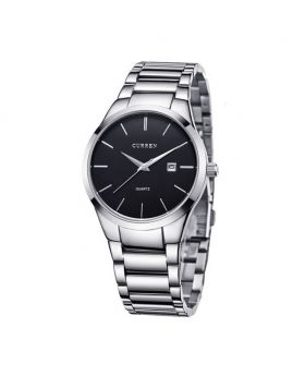 CURREN 8106 Fashion Black Stainless Steel Round Men Quartz Wrist Watch - Silver & Black