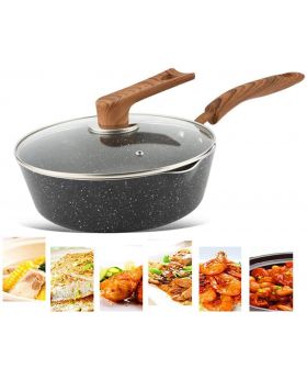 Black Cooking Home Nonstick Marble Coating 12"/26cm Saute Fry Pan  