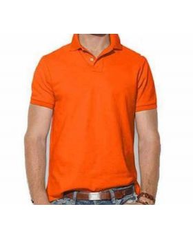 Mens Orange Cotton Polo Shirt