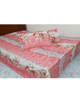 Double Size Cotton Bed Sheet with Matching 2 Pillow Covers 