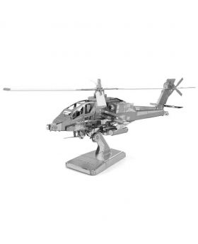 Apache Helicopter Metal 3D Puzzle - Silver