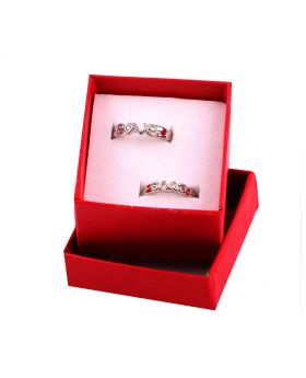  SILVER PLATED  2PCS FASHIONABLE COUPLE FINGER RING WITH AD STONE WORK