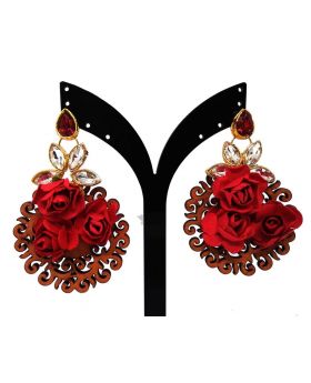 Red WOOD EARRING