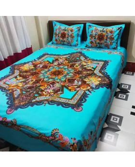  Matching 2pcs Pillow Covers Double Size Cotton Bed Sheet 