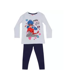 White and Blue Long Sleeve Cotton T-shirt and Pant For Girls