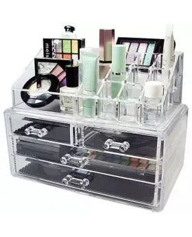 4 Drawer Cosmetic Storage Box - Transparent White 