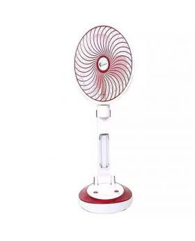 Supermoon Rechargeable Folding Table Fan with Light - Maroon and White