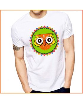 Owl Mask Printed Round Neck & Half Sleeve T-Shirt for Men