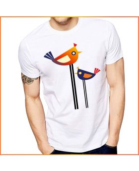 Colorful Bird Printed Half Sleeve T-Shirt for Men