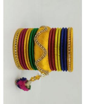Multicolor Silk Thread Bangles for Women With Jhumka 