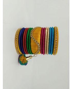 Multicolor Silk Thread Bangles With Jhumka  for Women 