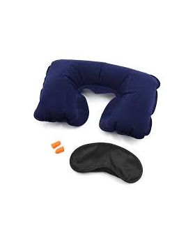 3 in 1 Travel Set Neck Pillow and Eye Mask and Ear Plug - Black
