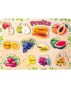 Wooden Puzzle for Toddlers Fruits Peg Jigsaw for Kids