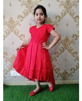  New Red Colur Party Dress For Giels 