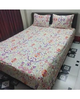 Multicolor Cotton Bed Sheet double size with Pillow Covers