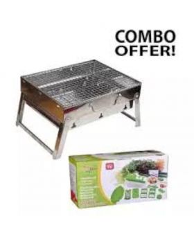 Outdoor Portable BBQ Stove and Nicer Dicer Plus - Silver