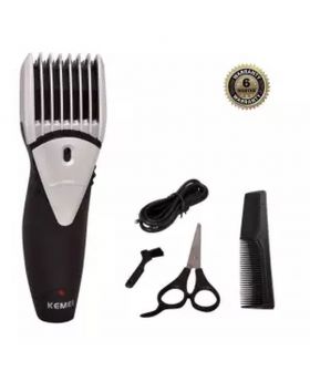 KM-3090 Rechargeable Electric Hair Clipper and Trimmer - Black and Silver