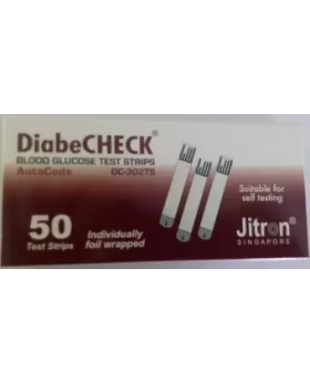Blood Glucose Test Strips - 50's Individually Foil Wraped DiabeCHECK Glucometer Auto Code