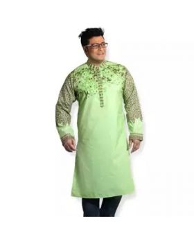 Light Green Cotton Short Panjabi for Men 02
