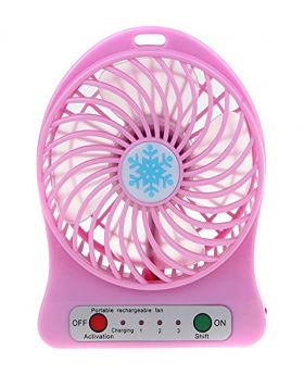 Universal Portable Lithium Battery Rechargeable Mini Desk USB Fan With Power Bank-Pink