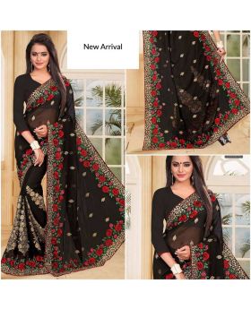 Gorgeous silk and Wetless Georgette Saree1