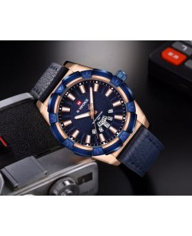 Naviforce 9141 man Waterproof relojes hombre masculino luxury quartz japan Movement gold watch big face - GOLD- MIX CH-9141