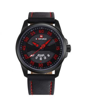 Naviforce 9124 Black For Men Watches Top Luxury Brand Men's Leather Waterproof Quartz Watch Male Military Sport Wrist Watch Relogio Masculino