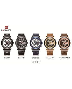 NAVIFORCE 9131BE Luxury Chronograph Sport Military Army Leather band Wristwatch Men