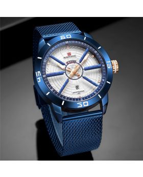 NAVIFORCE 9155 Luxury Sports Watches Men Stainless Steel Date and Week Display-BLUE CH-9155