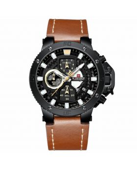 Naviforce 9159 Drak Brown Luxury Brand Men's Watches Watch Men Clock Military Leather Sports Watches Quartz Chronograph Wristwatches saat