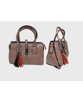 Artificial Leather Square Shaped Dark Salmon Color Ladies Bag  "