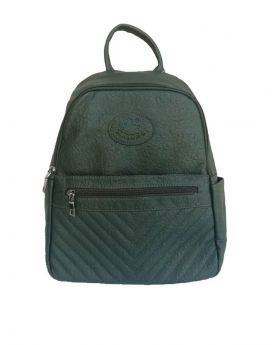 Artificial Leather Backpack Shaped Hunter Green Color Ladies Bag
