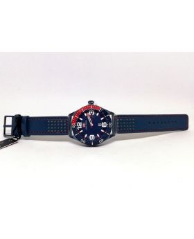 Mini Focus Silver & Blue-Red color Analog Movement Date Function & Water Resistant Watch for Men