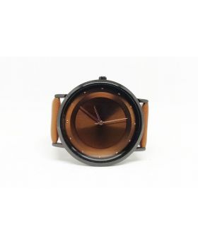 Kaxina Replica Brown Artificial Leather Metalic Grey Bezel Rose Gold Hands 