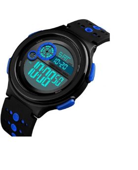 SKMEI Digital Watch Light Alarm Black - Blue Silicon Strap Watch for Men