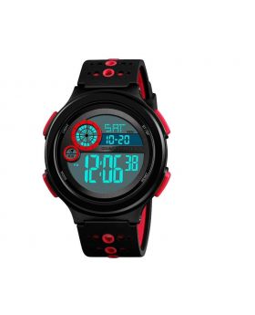 SKMEI Digital Watch Light Alarm Black - Red Silicon Strap Watch for Men
