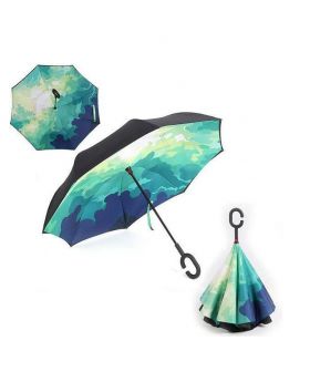 Fashionable Mixed 3D Printed Inverted Double Layer C-Hook Umbrella