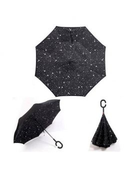 Fashionable C-Hooked Inverted Umbrella - 3D Mixed Color