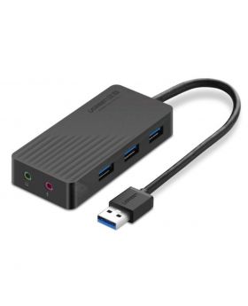 Ugreen 30421 USB 2.0 3-Port Hub with External 1 Meter Stereo Sound Adapter 