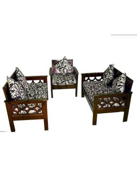 Malaysian Wood Slim Fit Design Stylish Sofa Set - Dark chocolate