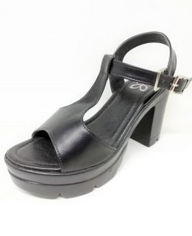 Stylish Black PU Leather Sandal with Back Heel for Women